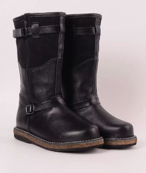 Сапоги Монголки черные с замком, войлочная подошва,