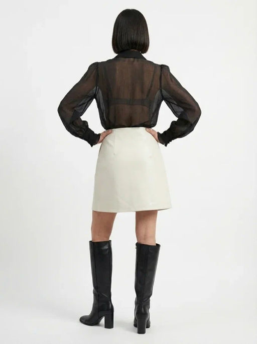 Юбка на запах из эко-кожи, молочный (OD-1003-3)