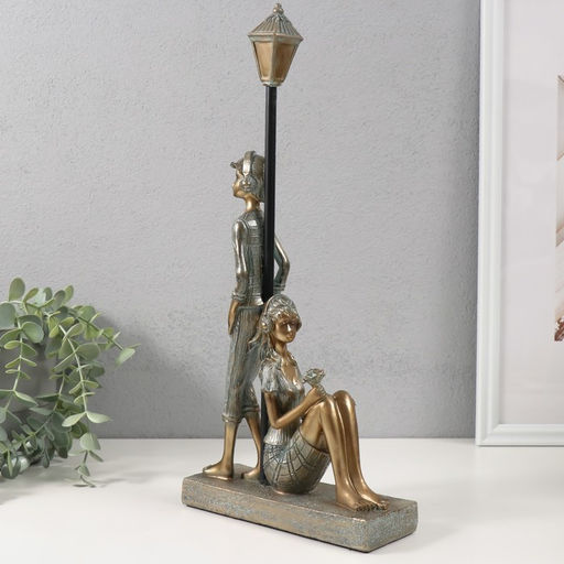 Фигурка полистоун Парочка в наушниках - встреча, бронза с патиной, 17.5?6?37 см