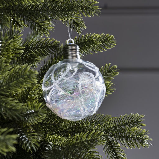 Ёлочный шар Ледяной узор, 10 см, 1 LED, от батареек, свечение RGB - Luazon lighting фото 7