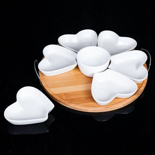 Менажница Сердце / TY-80 /уп 8/ на деревянной подставке - ГалеонТрейд фото 2