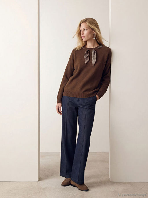 Y?ksek Bel Wideleg Kad?n Jean Pantolon