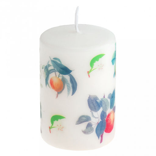 Свеча "Цилиндр" д4см, h6см, парафин, прессованная, малая, с декором, "Тропический микс-1", время горения 8 часов (Россия)