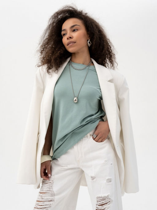 Футболка хлопок 95%, лайкра 5%,фисташковая - Binita фото 2