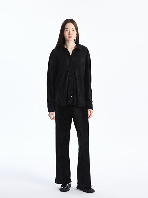 Beli Lastikli D?z Geni? Pa?a Kad?n Pantolon