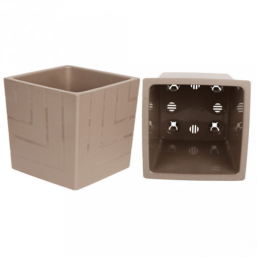 Горшок для цветов пластмассовый Квадро 1,2л, 11,5х11,5х12см, со вставкой, фраппе (Россия) - Домашняя мода фото 2