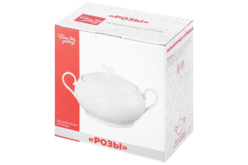 Пельменница-супница 2,6 л 30*22,5*18 см "Розы" с крышкой, фарфор