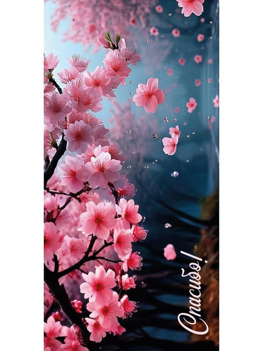 Цена за 5 шт. Конверт для денег Dream Cards "Спасибо!" (ЛХ-0185) "Сакура", soft-touch покрытие