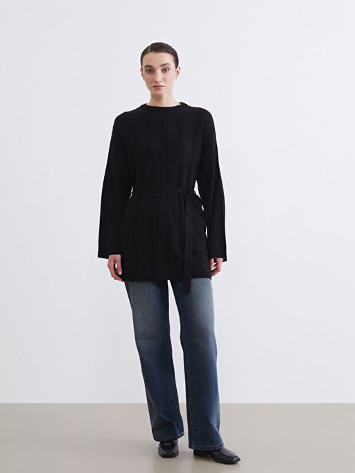 Kendinden Desenli Kad?n Triko Tunik