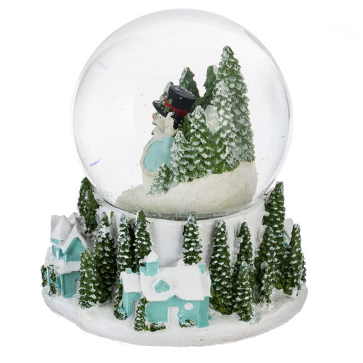 Фигур декор в стекл шаре "Снеговик/Дом" (подсв, муз, вьюга, AAAх3 н/п), D 10 см, L12 W11,5 H14 см, 2