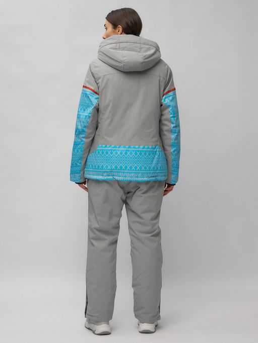 Горнолыжный костюм женский большого размера голубого цвета 02272-1Gl