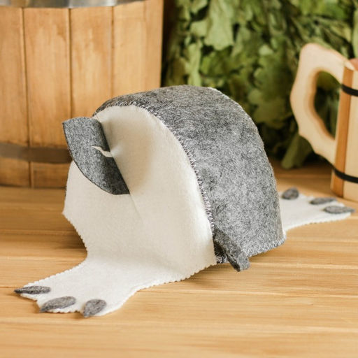 Шапка для бани с детской аппликацией Кошка, войлок, эконом - Добропаровъ фото 2