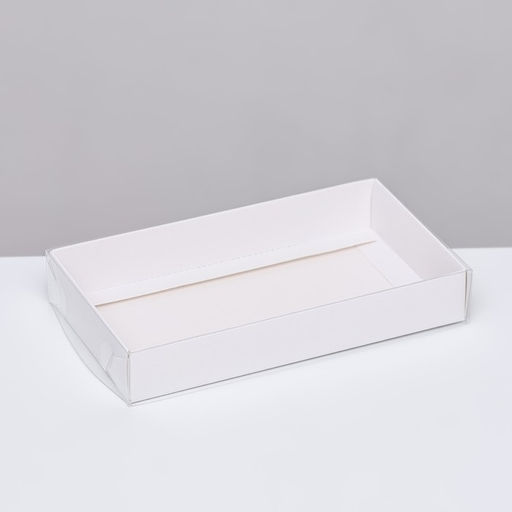 Цена за 2 шт. Кондитерская упаковка, белая с PVC крышкой, 18×10×3 см