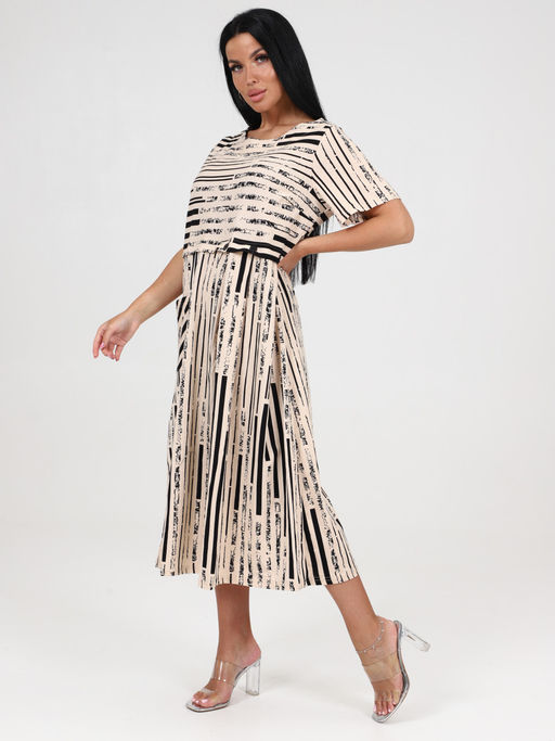 МАРИЯ ПЛАТЬЕ (Полосы на бежевом) - А-дина фото 4