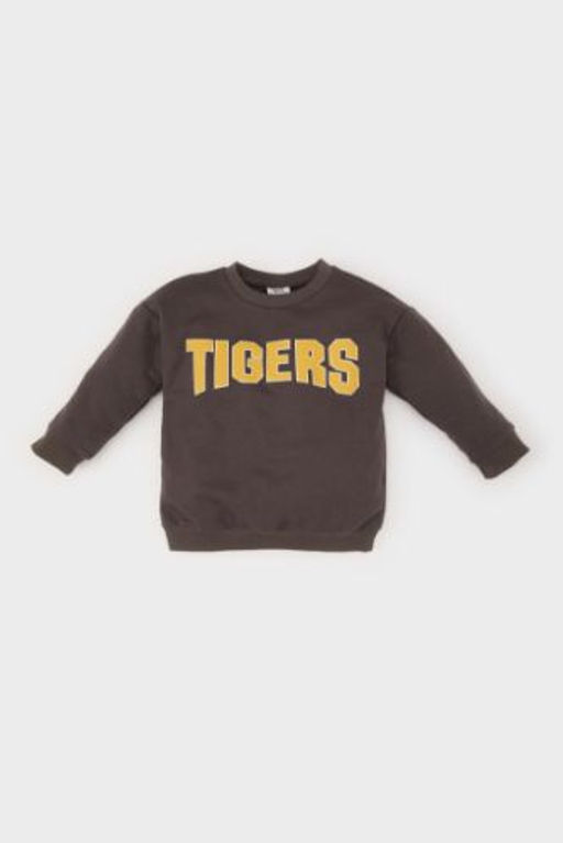 Erkek Bebek Bisiklet Yaka Bask?l? Ici Yumusak Tuylu Sweatshirt