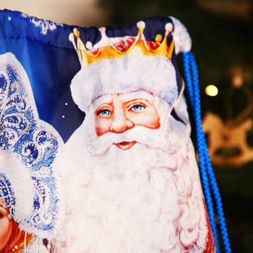 Мешок новогодний на шнурке, цвет синий/разноцветный - Simaland фото 4