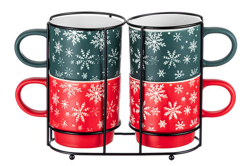 Набор 4 кружек 350 мл 13,5*9*8,5 см на металлической подставке - Elan gallery фото 5