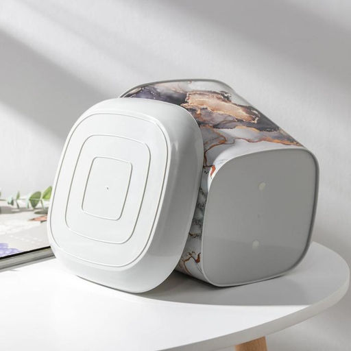 Горшок с поддоном «Мрамор», 3.7 л, пластиковый, светло-серый