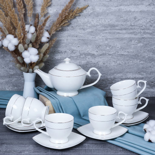 Чайный набор 13 предметов 260 мл 900 мл на ножке / GA2-13G /уп 4/ костяной фарфор - Галеонтрейд фото 12