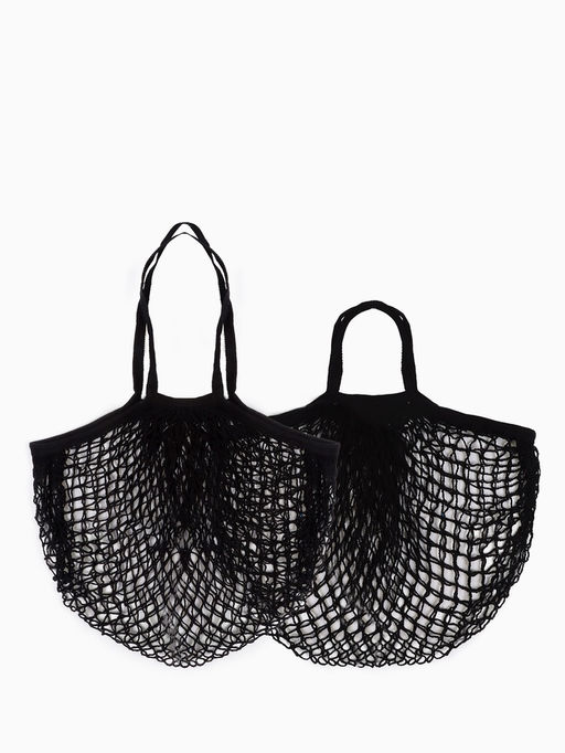 Набор 2 шт.: сумка-авоська плетёная, клетка 1.5 см, чёрная