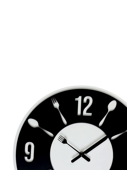 Часы настенные интерьерные «Вилка-ложка», d=35 см, бело-чёрные