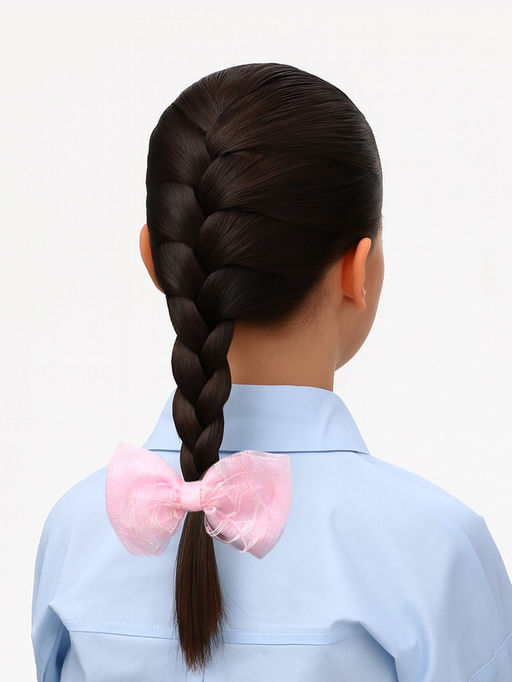 Цена за 6 шт. Бант для волос на резинке «Бантик», хрусталь полосы, 11 см, розовый