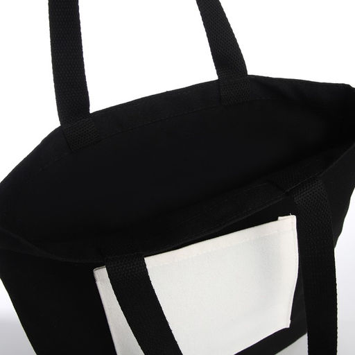 Сумка-шопер без застёжки, из текстиля, цвет чёрный/белый - Simaland фото 3