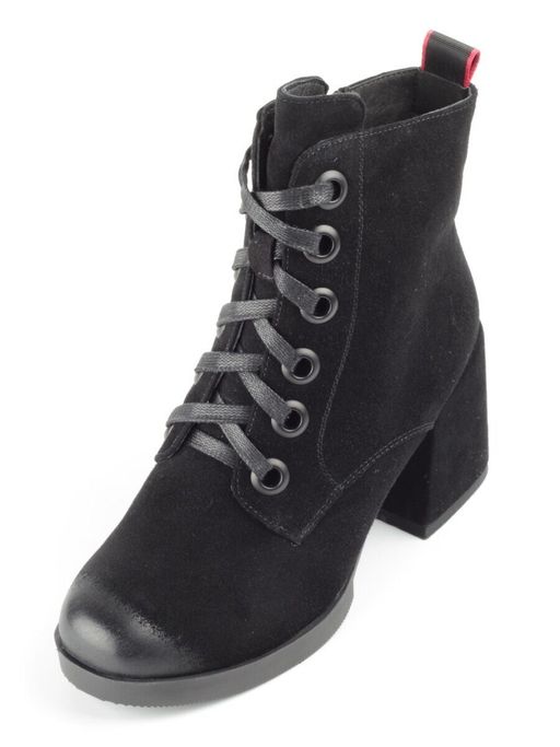 04-R180-1 BLACK Ботинки зимние женские (натуральная замша, натуральный мех) - Фабричный китай фото 7