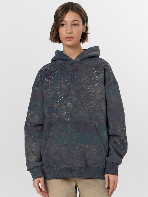 Худи женское серое с потертостями