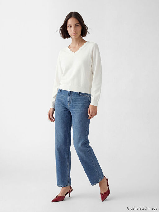 V Yaka Kad?n Triko Kazak