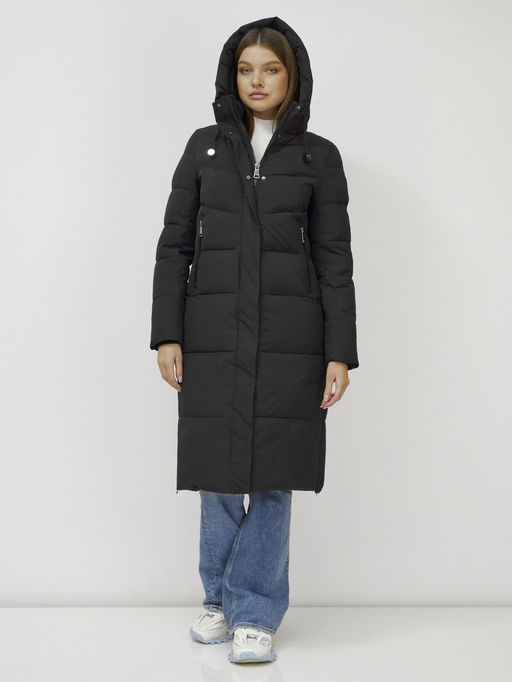 Пальто утепленное стеганное зимнее с капюшоном женское черного цвета 9636_1Ch - Mtforce фото 6