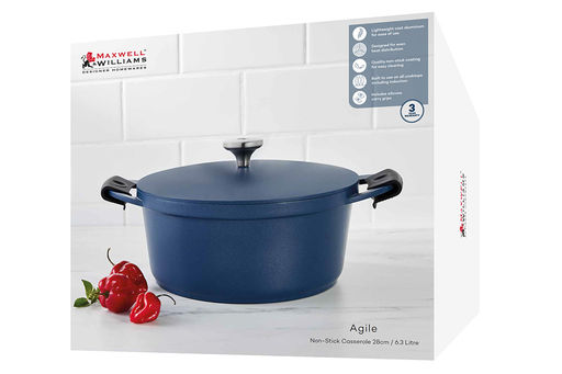 Кастрюля Agile, синяя, 28 см, 6,3 л, 62970 - Maxwell & Williams фото 4