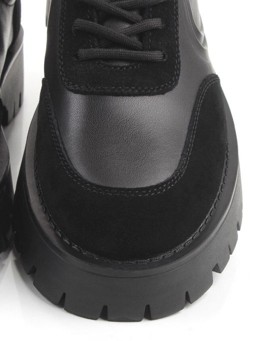 03-XKL23-169R BLACK Полуботинки утепленные женские (натуральная кожа, натуральная замша, байка)