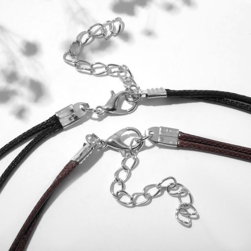 Кулоны на шнурке «Неразлучники» половинки сердца со звёздами, цвет чёрно-коричневый, 43 см