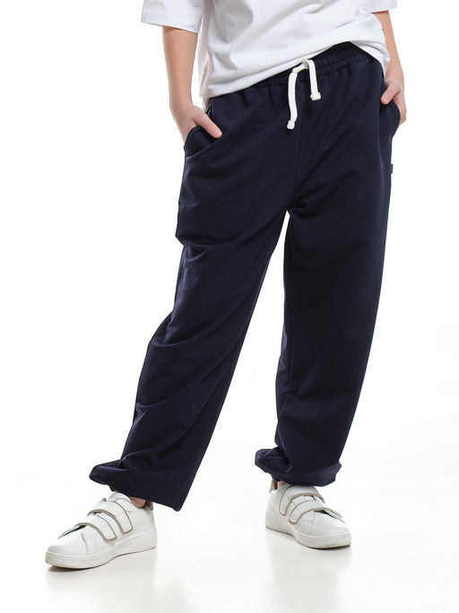 Спортивные брюки с карманами из футера 22-7486 синий - Mini maxi фото 7