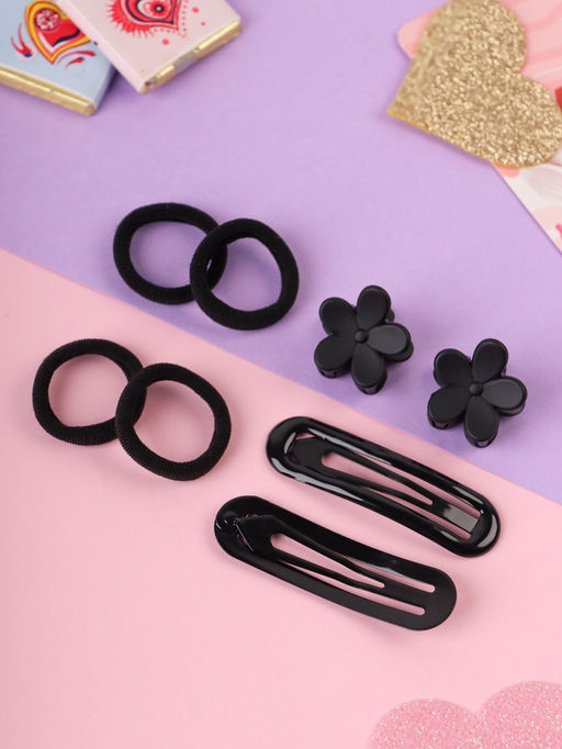 Цена за 12 шт. Набор для волос «Эстер»: 10 резинок, 2 см, 4 краба 2 см, 2 невидимки 6 см, цветок, чёрный