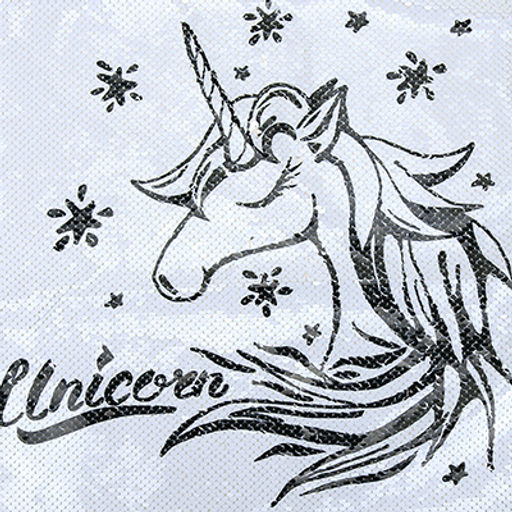 Наволочка декоративная 39х39см "Единорог2" рисунок/серебро, 1 сторона - пайетки-антистресс, 1 сторона - плюш, на молнии (Китай)