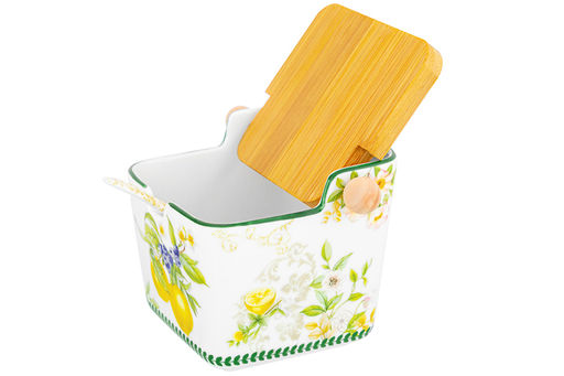 Банка для сыпучих продуктов 300 мл 12*9,5*9 см Лимоны с откидной бамбук.крышкой NEW BONE CHINA - Elan gallery фото 5