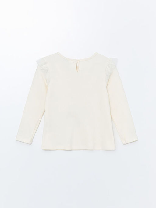 Bisiklet Yaka Uzun Kollu Elsa Bask?l? K?z ?ocuk Bluz ve Tayt 2li Tak?m