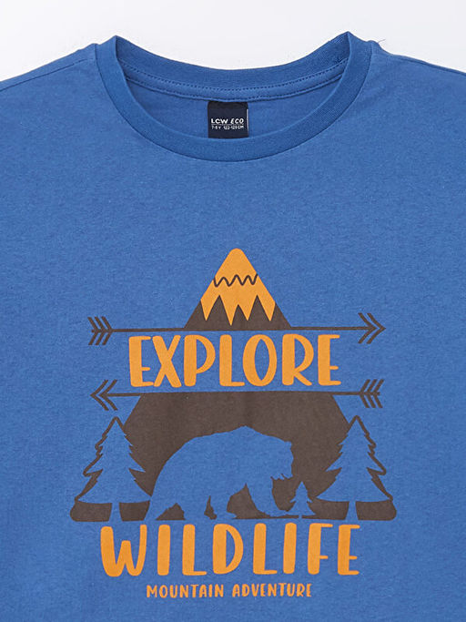 Rahat Kal?p Bisiklet Yaka Bask?l? Erkek ?ocuk Ti??rt - Waikiki фото 3