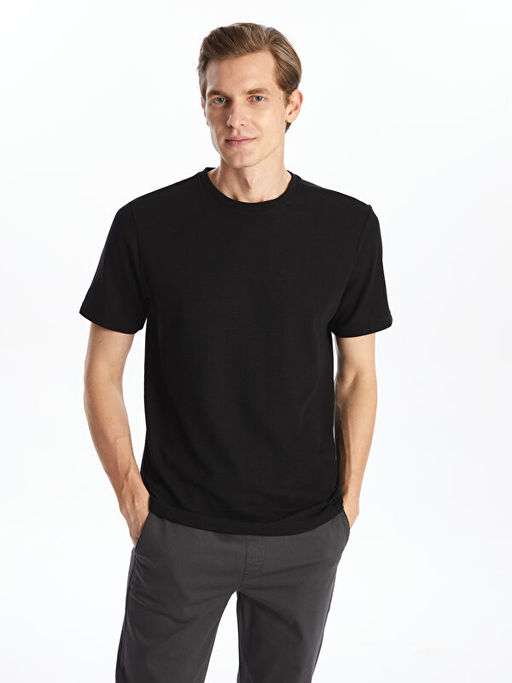 Bisiklet Yaka K?sa Kollu Erkek Dokulu Ti??rt