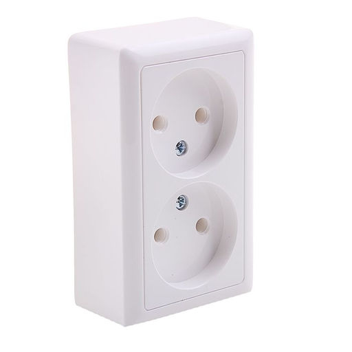 Цена за 2 шт. Розетка двойная SE «Хит», 16 А, 250 В, накладная, без з/к, IP20, белая, RA16-237-B