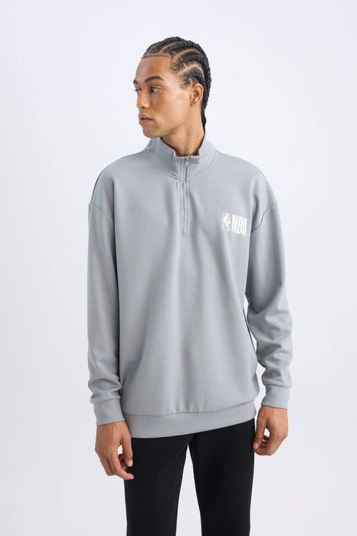 DeFactoFit NBA Oversize-толстовка широкого кроя с воротником-стойкой и воротником-стойкой из ткани для подводного плавания с аквалангом  фото 4