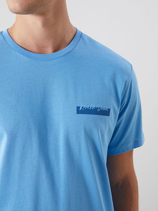 Bisiklet Yaka K?sa Kollu Bask?l? Penye Erkek Ti??rt