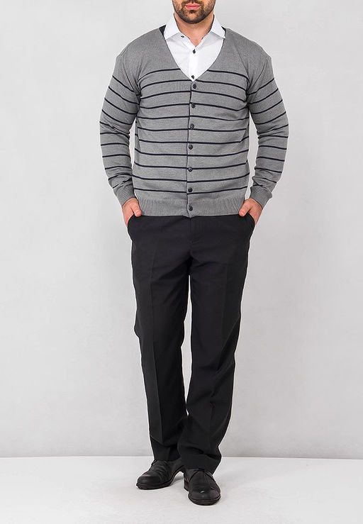 Кардиган мужской GREG G135-50-полоса (серый)  фото 4