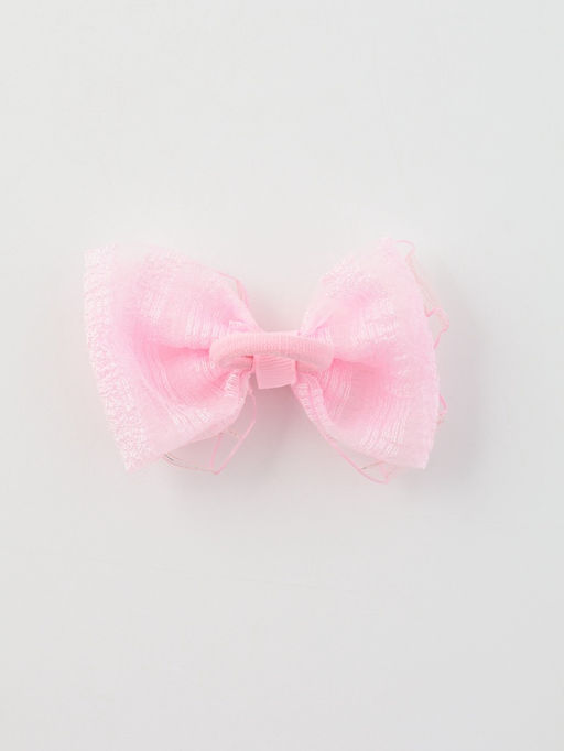 Цена за 6 шт. Бант для волос на резинке «Бантик», хрусталь полосы, 11 см, розовый