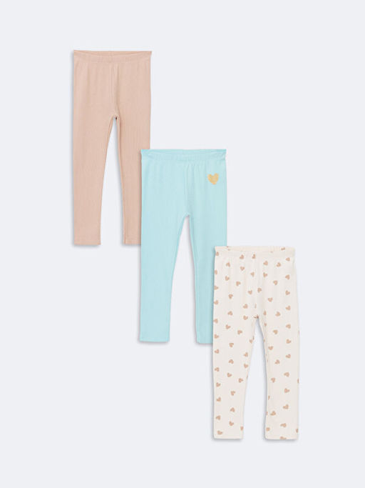 Beli Lastikli Bask?l? K?z ?ocuk Tayt 3l?