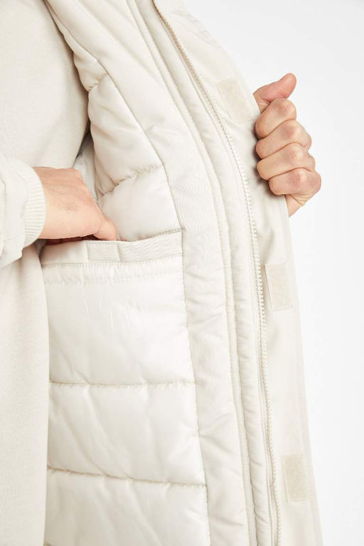 Водоотталкивающее пальто обычного кроя с капюшоном - Defacto фото 7