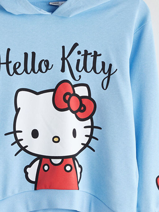 Kap??onlu Hello Kitty Bask?l? K?z ?ocuk Sweatshirt