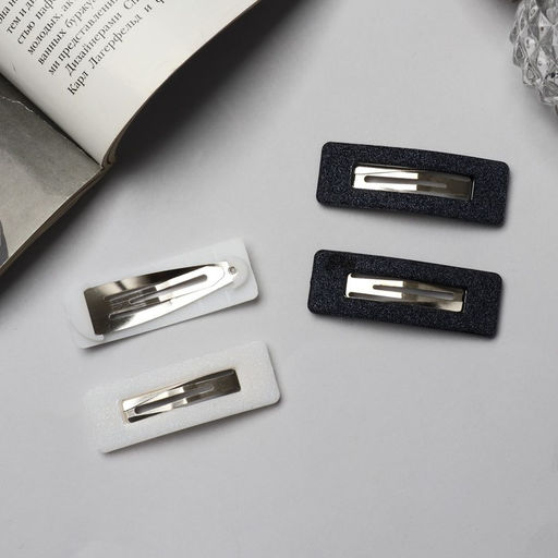 Цена за 6 шт. Невидимки для волос «Флоренс», набор 4 шт., геометрия, 5 см, чёрно-белые